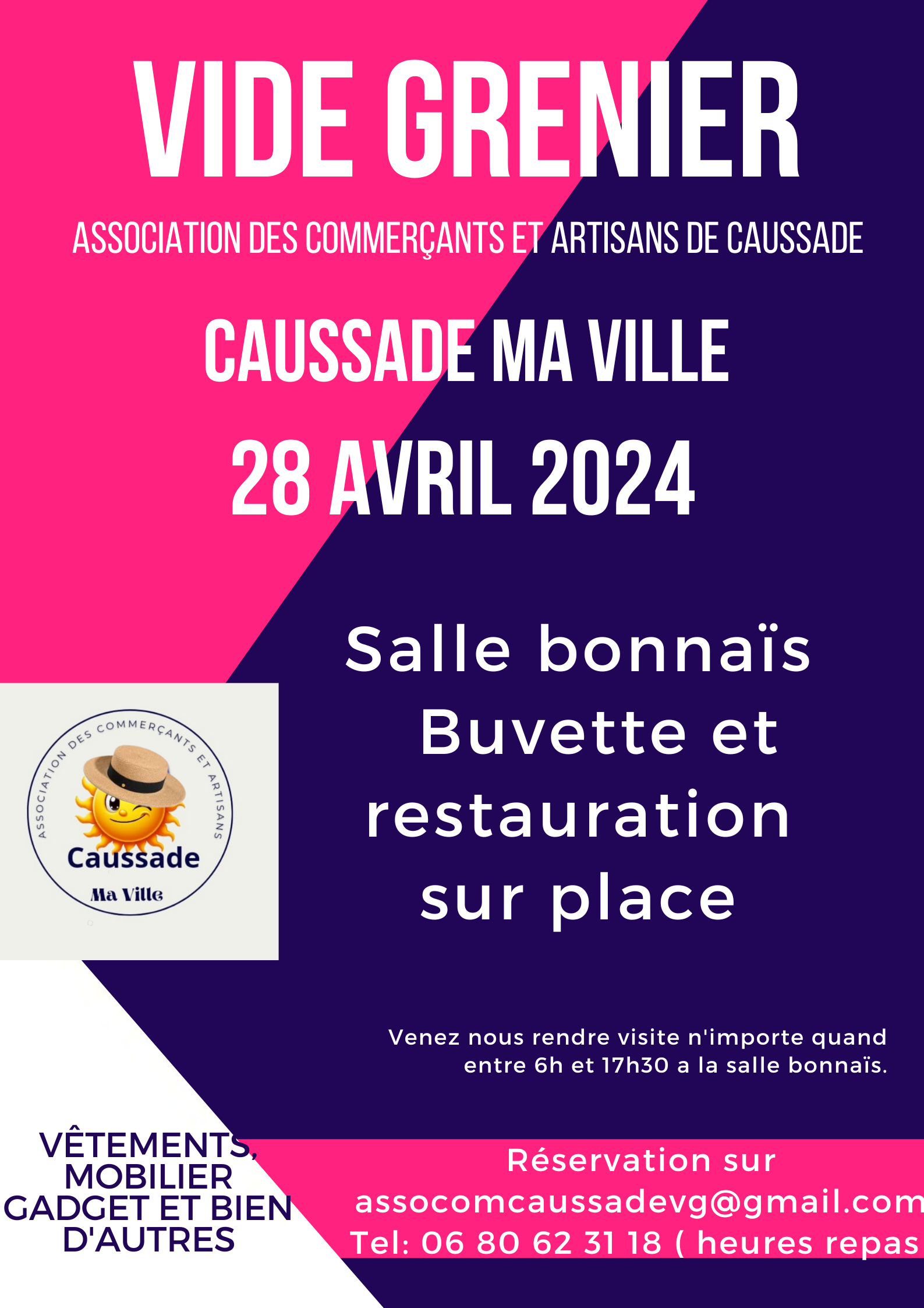 Rose et Bleu Foncé Géométrique Vide-grenier Soldes Affiche_20240404_164401_0000